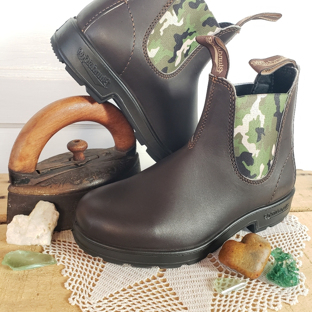 New*Blundstone Camo Stout Brown Chelsea Ankle Boot Boho Gypsy #2301 AU3½ | 6.5US - Picture 4 of 12